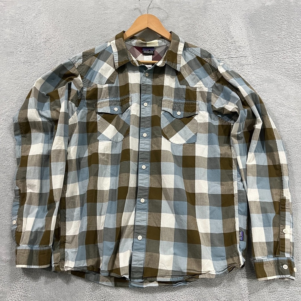 Patagonia Shirt Mens Large Plaid Southwestern Long‎ Sleeve Lightweight Cowboy